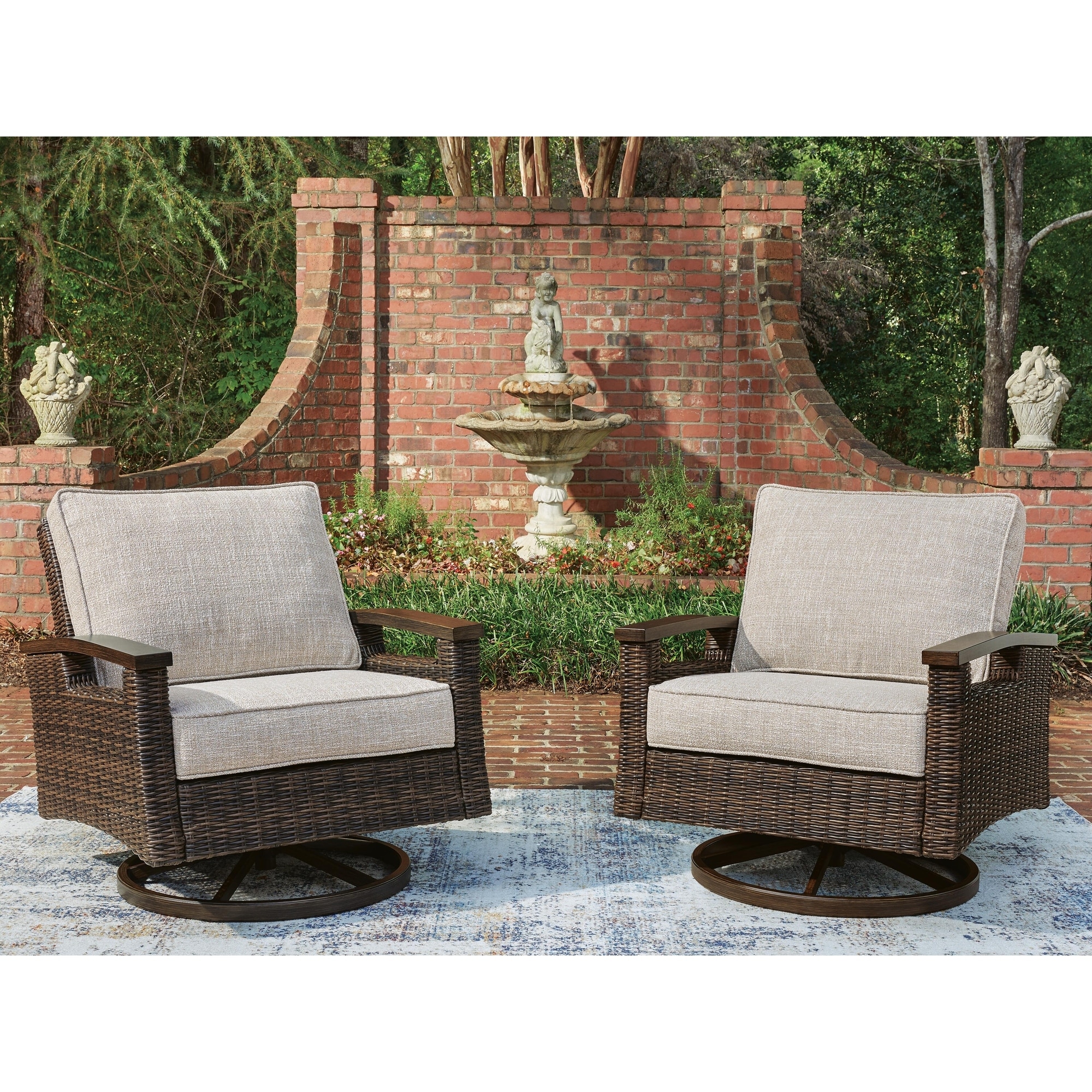 Signature Design by Ashley Drakes Beach Patio Swivel Chair (Set of 2)