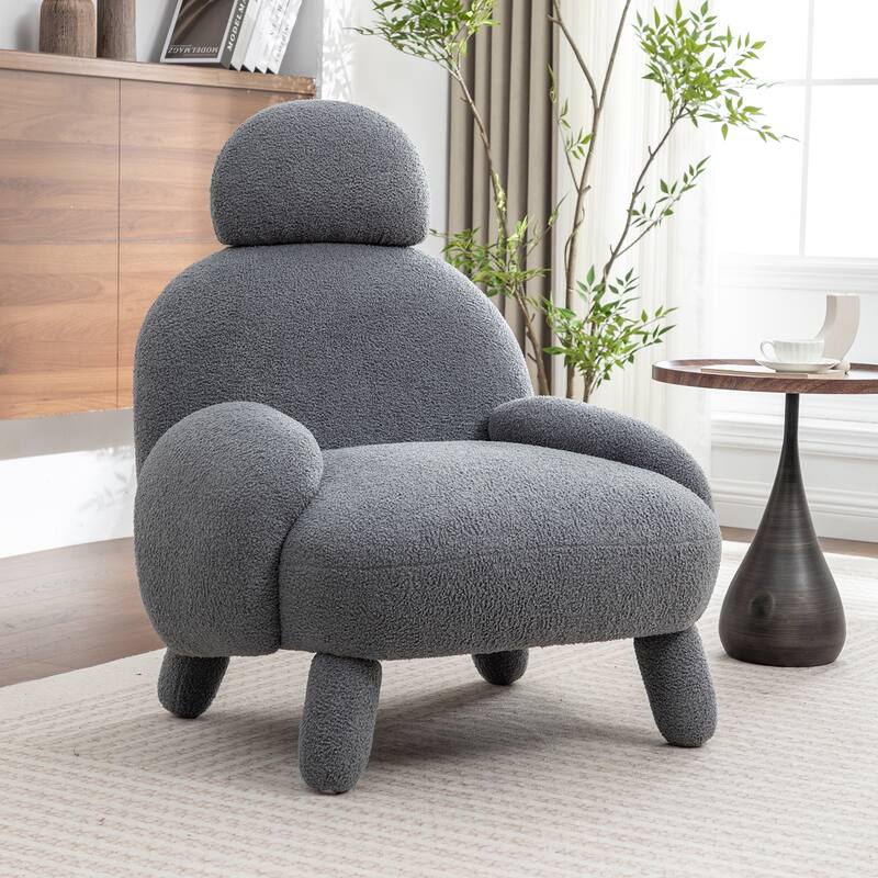 SEYNAR Modern Faux Sherpa Upolstered High Back Armless Accent Chair