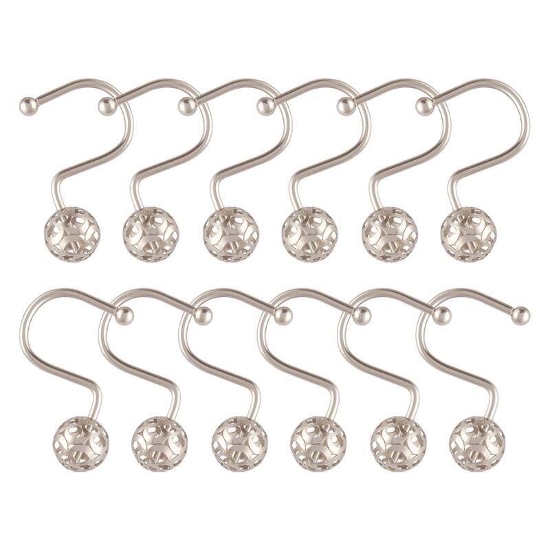 Utopia Alley Shower Rings, Hollow Ball Shower Curtain Hooks for Bathroom, Rust Resistant Shower Curtain Hooks Rings, Set of 12