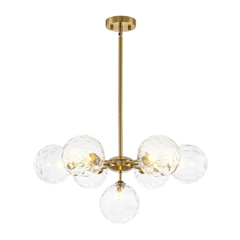 Contemporary 7-Light Clear Textured Glass Sputnik Chandelier - 25.2 in