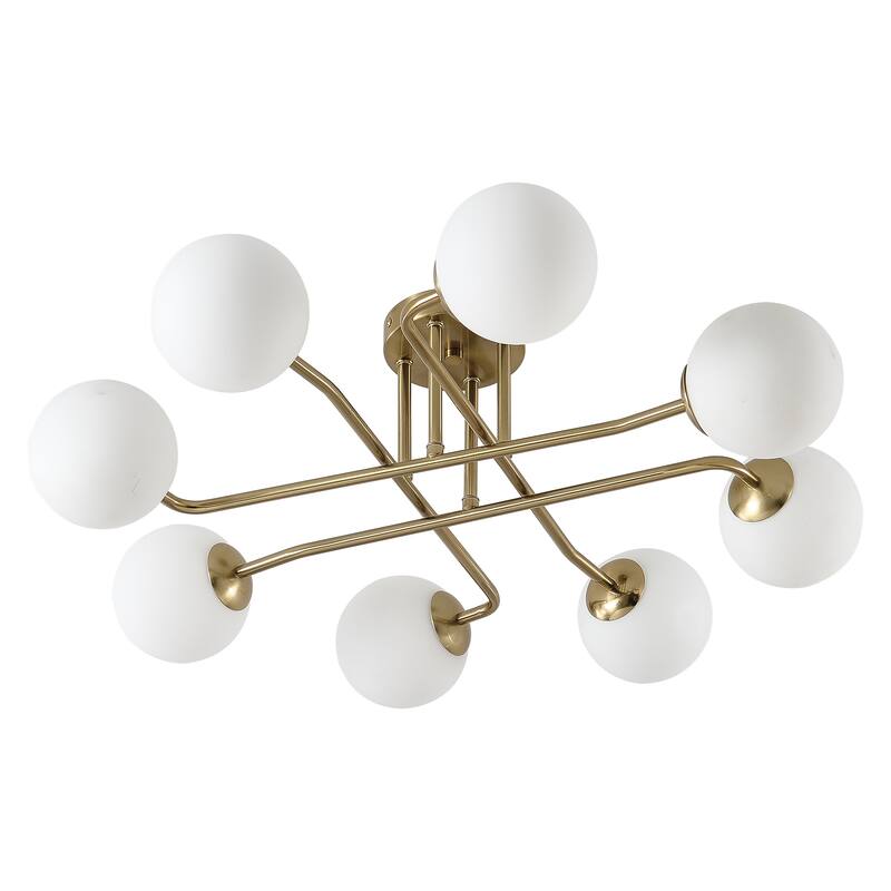 Retro - Modern Sputnik 8 - Light Semi - Flush Ceiling Light with Frosted Glass Spheres
