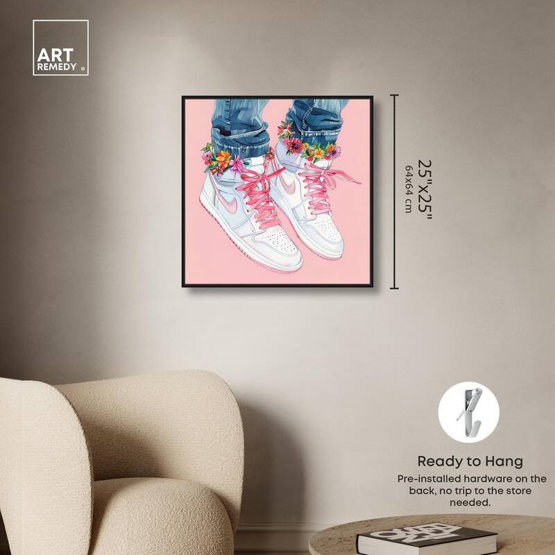 Blush Floral Bloom Sneakers Canvas by Art Remedy