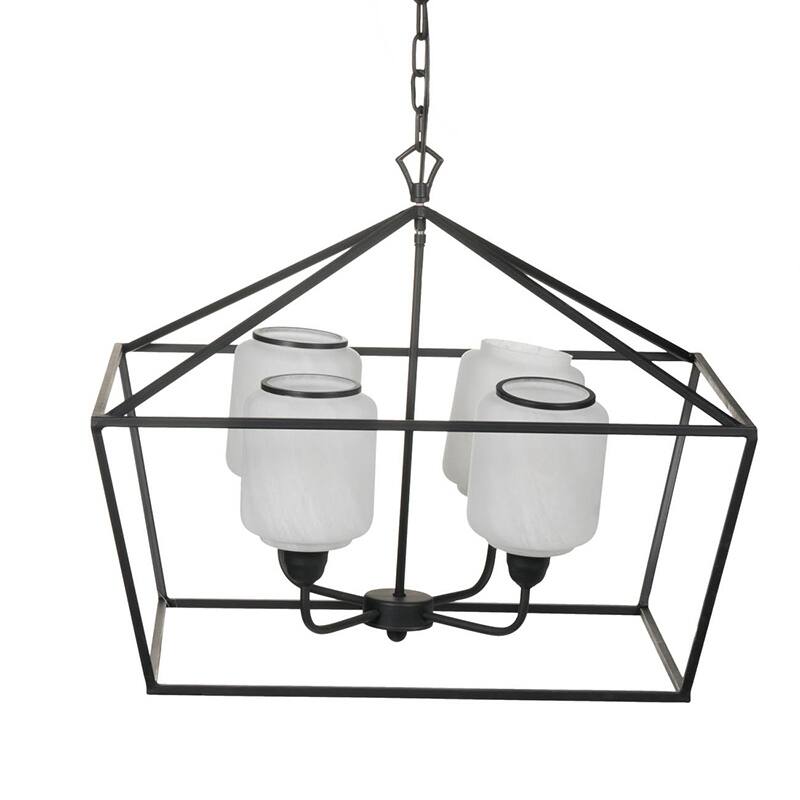 26x26x21.9" Iron Chandelier, Sleek Industrial Style Hanging Light Fixture, Bulb Not Included