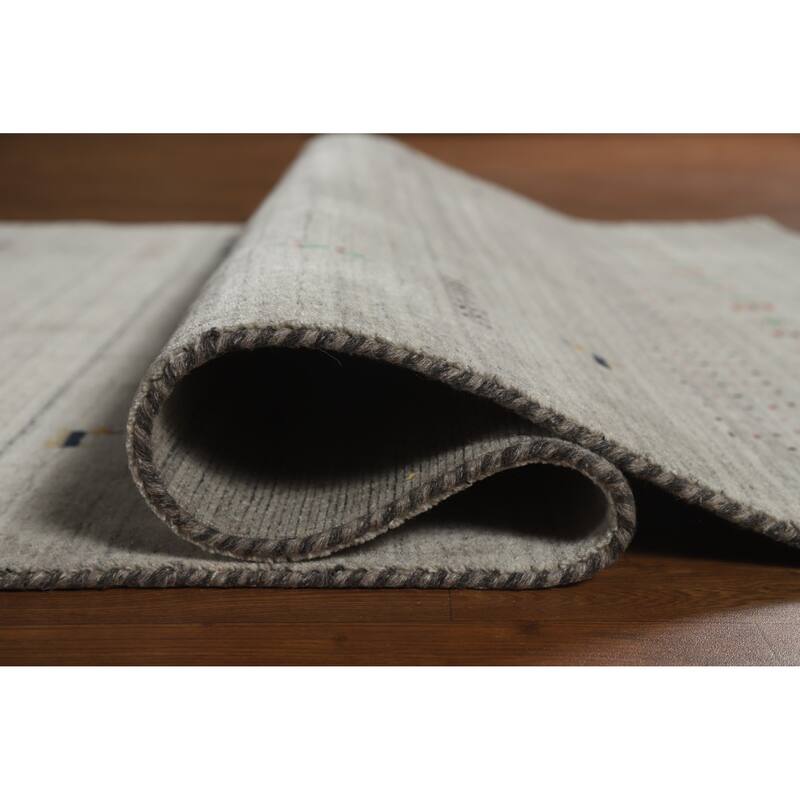 Tribal Gabbeh Indian Area Rug Bedroom Grey Handmade Wool Carpet - 5'0" x 7'9"