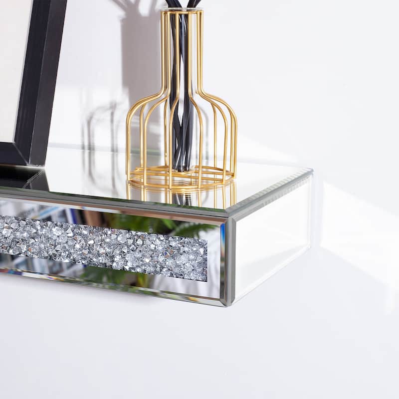 Mirrored Floating Shelf with Crushed Diamond