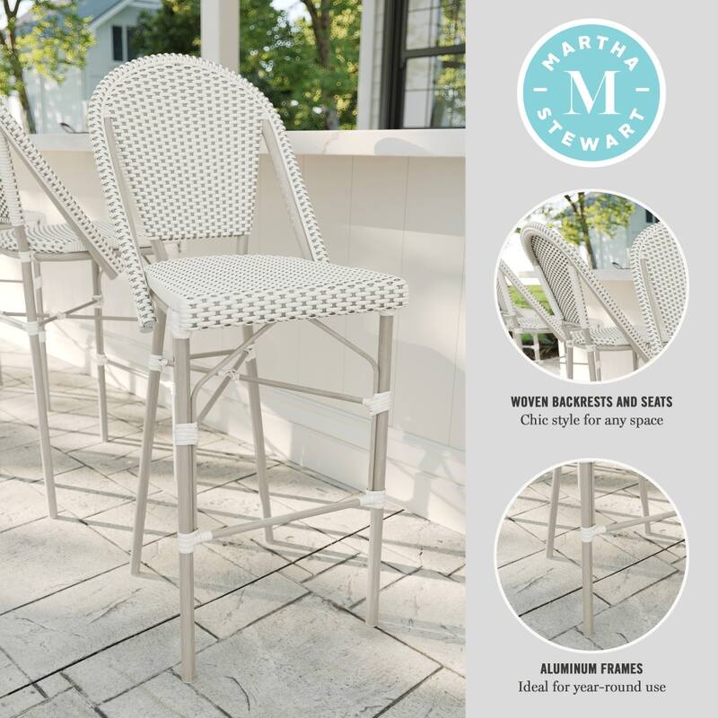Martha Stewart 2PK All-Weather Stackable Patio Bistro Bar Stools - 18.5"W x 23.25"D x 45.75"H