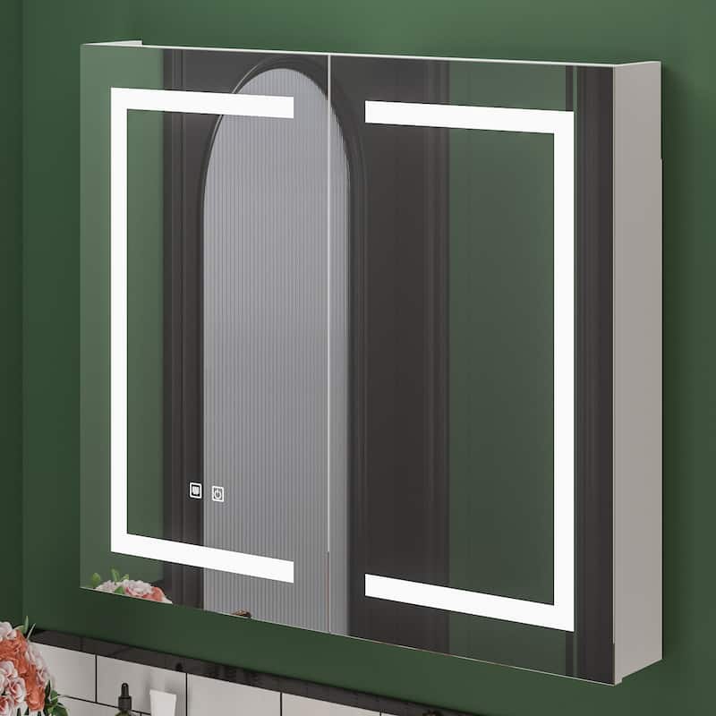 Lighted Medicine Cabinet with Mirror 35.4/47.2 Inch Bathroom Cabinet