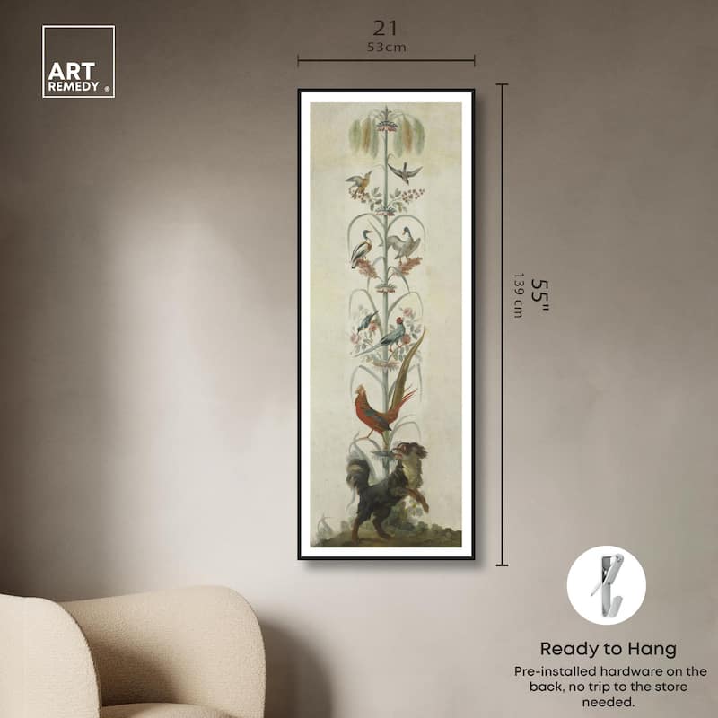 Birds and Flowers II Panoramic Canvas by Art Remedy