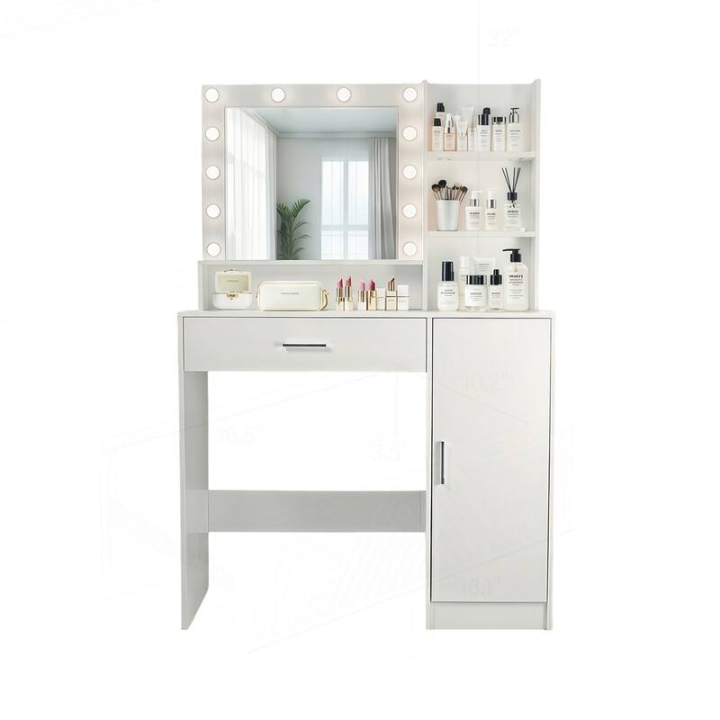 Versatile Vanity Desk with Mirror and Lights, Ideal for Makeup and Storage