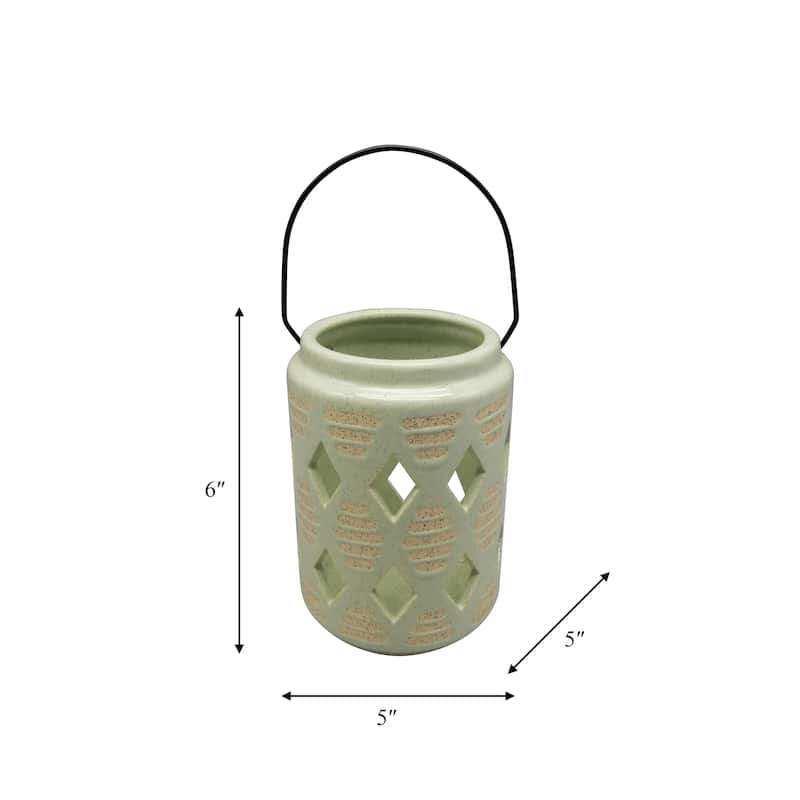 Sagebrook Home Ceramic Diamond Cut Out Lantern
