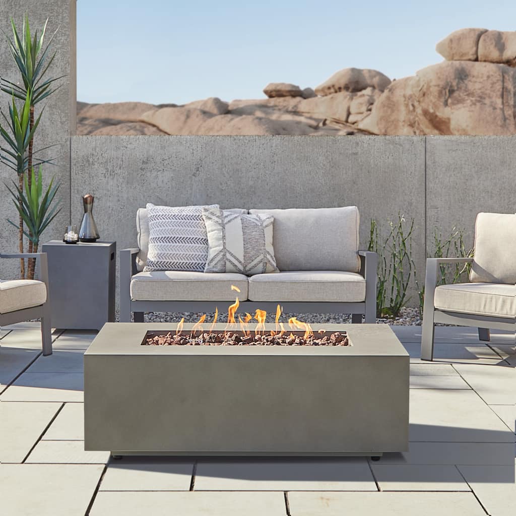 Aegean 50" Rectangle Gas Fire Table in Mist Gray by Real Flame