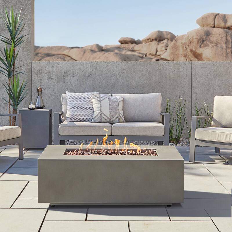 Aegean 50" Rectangle Gas Fire Table in Weathered Slate by Real Flame - Mist Gray