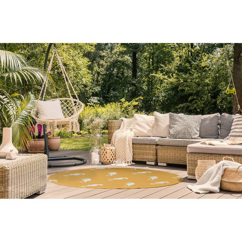 Sea Horses Beach Style Chenille Area Rug