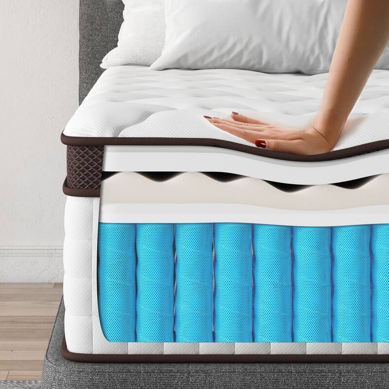 Kescas 12 Inch Hybrid Mattress with Memory Foam & Heavier Coils, Ergonomic Design for Pressure Relief
