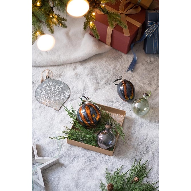 3"x 3 x 4.3" Egg Christmas Ball Ornament, Glass Decorative Hanging Ball Christmas Tree Ornaments for Holiday, Set of 6