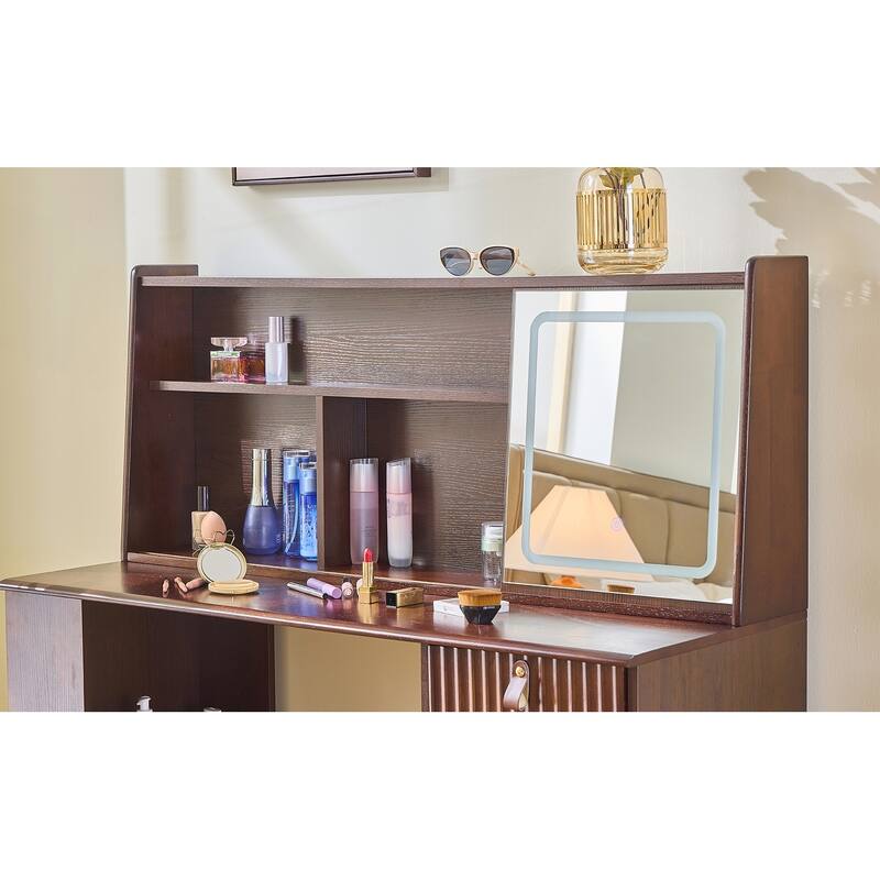 Elegant makeup vanity desk with 3 modes Adjustable Lighted Mirror
