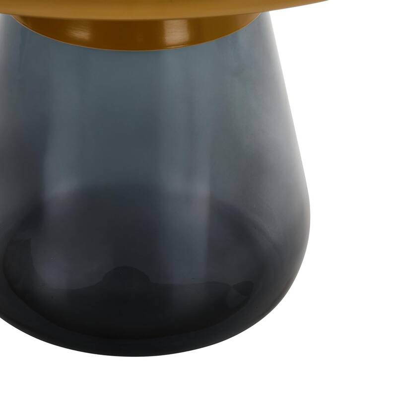 24" Matte Gold Tray Top Aeryn Nesting Table with Smoky Gray Glass Base - 24x17