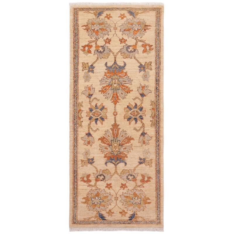 Chic Ziegler Meghan Tan Rust Hand-Knotted Wool Runner - 1'11'' x 5'3''