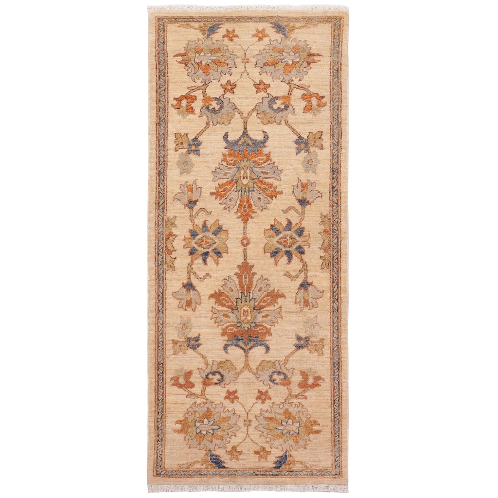 Chic Ziegler Meghan Tan Rust Hand-Knotted Wool Runner - 1'11'' x 5'3''