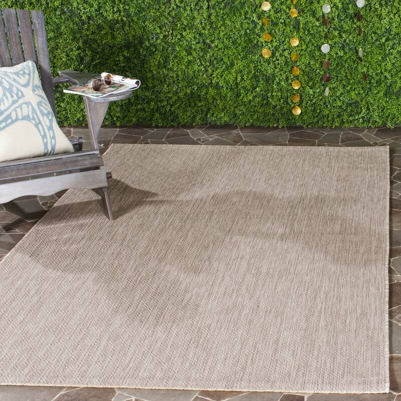 SAFAVIEH Courtyard Janyce Indoor/ Outdoor Waterproof Patio Backyard Rug - 9' x 9' Square - Beige/Beige