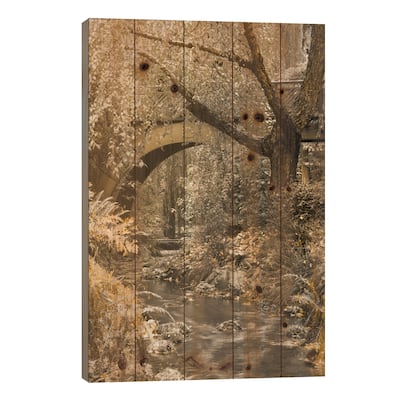 Flowing Under The Bridge Print On Wood by Don Schwartz - Multi-Color
