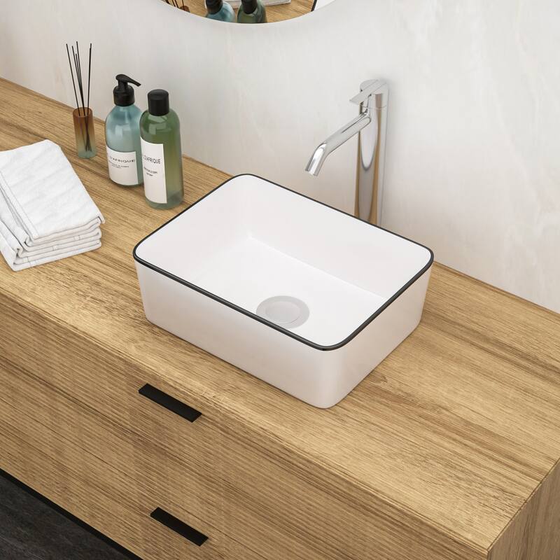 16x12 Inch Ceramic Rectangular Vessel Bathroom Sink