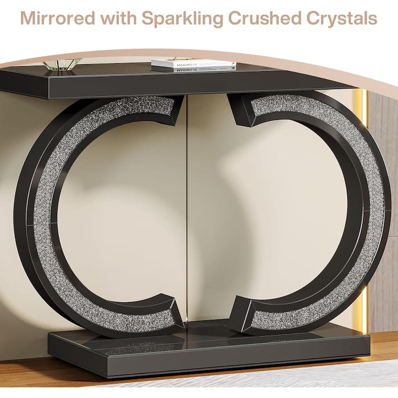 Silver Console Table, 39” Mirror Entryway Table for Entrance