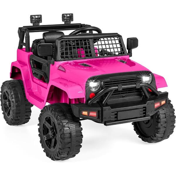 slide 2 of 5, 12V Kids Ride On Truck with Remote Control, Spring Suspension - Hot Pink - Hot Pink
