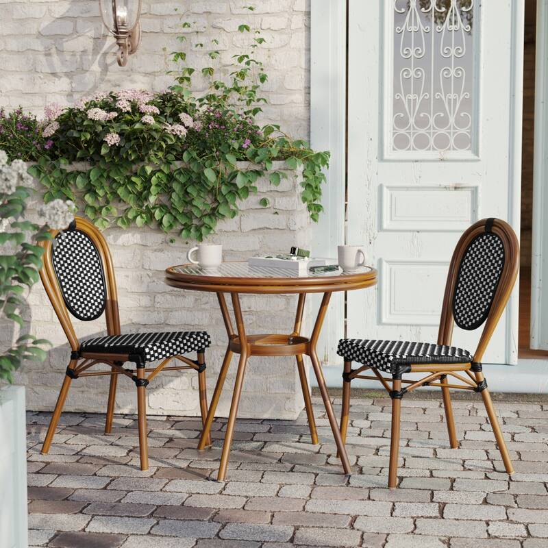 Indoor/Outdoor Commercial Bistro Set with Table and Two Chairs