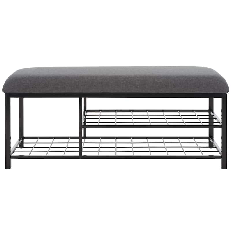 SAFAVIEH Yael Open Shelf Bench with Cushion - 42" W x 15" D x 18" H - 42Wx15Dx18H