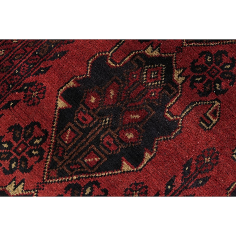 Rustic Biljik Khal Mohammadi Ezra Red/Black Rug - 3'5'' x 4'10''