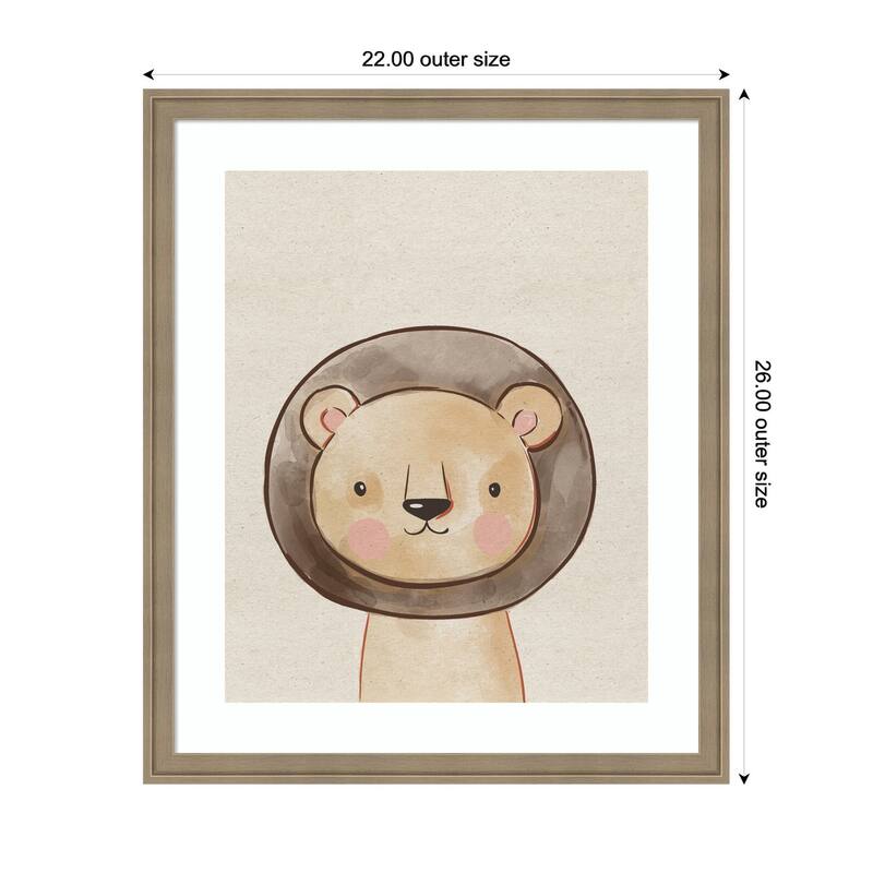 Kate and Laurel Baby Animal Lion Natural by The Creative Bunch Studio Framed Wall Art Print