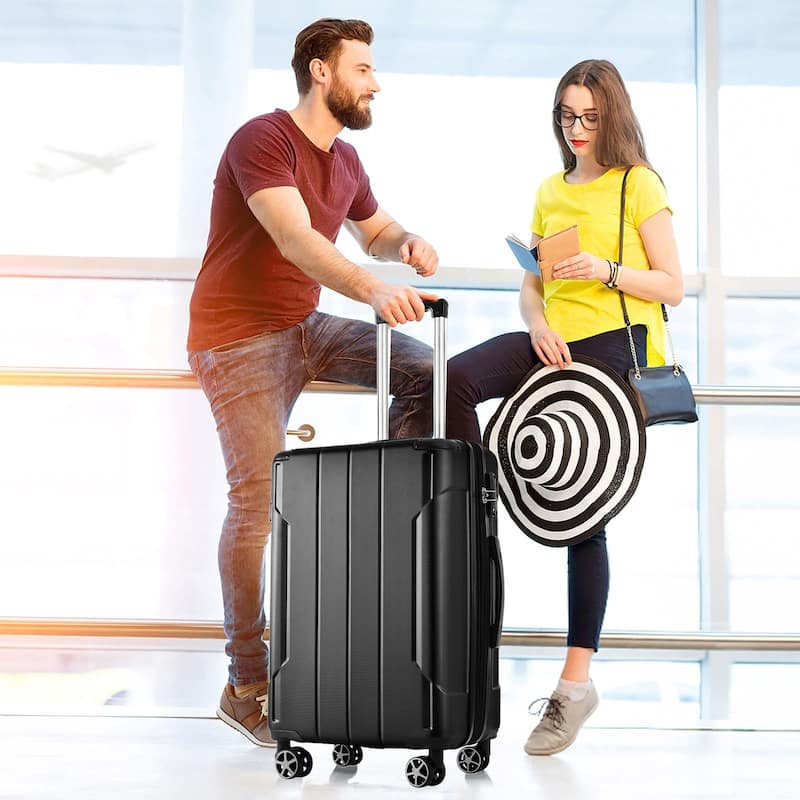 24" Expansion Luggage, Hardside Suitcase with Double Wheels, Lightweight ABS Hard Shell Checked Luggage, for Travel & Business