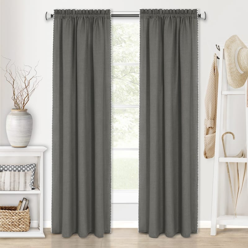 Kendal Rod Pocket Window Curtain Panel - 52" W x 63" L - Grey