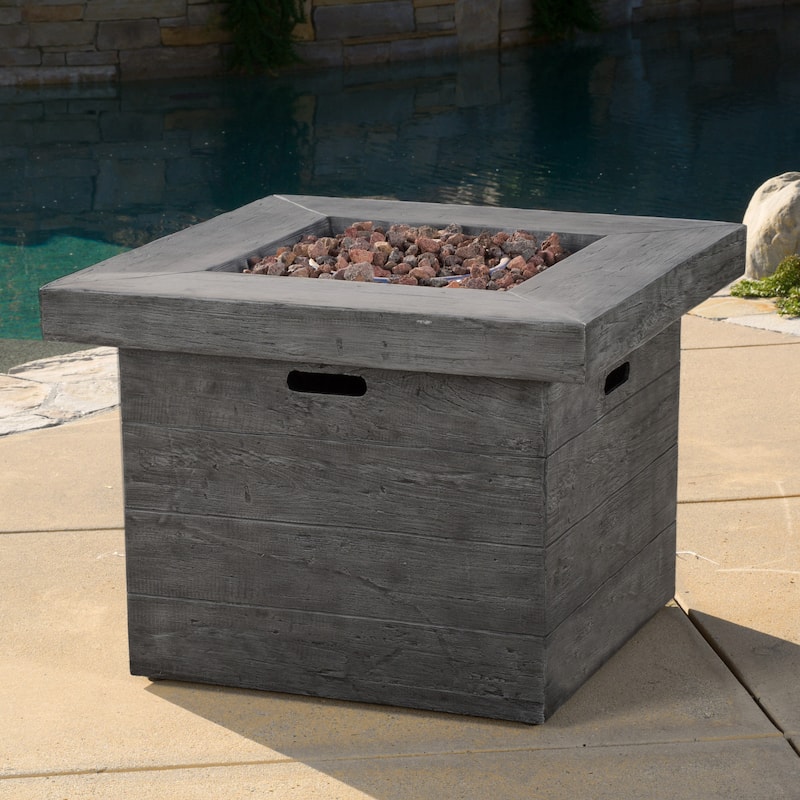 Dakota Magnesium Oxide Square Gas Fire Pit by Christopher Knight Home - Grey