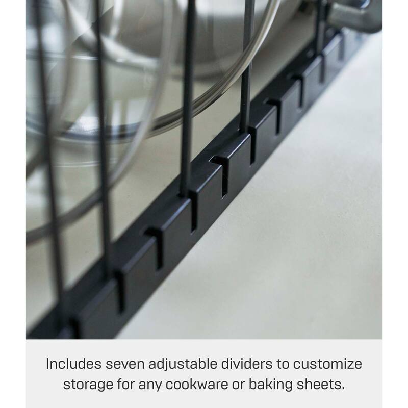 Yamazaki Home Adjustable Pot Lid Organizer, Steel - L 7.87 x W 17.72 x H 6.89 inches