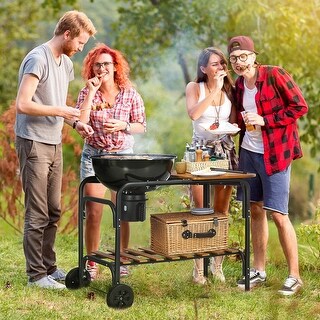 バーベキュー・調理用品 MORNING OUT Black Bush de brunt Outsunny Charcoal Grill BBQ, 21-Inch Rolling Backyard Barbecue