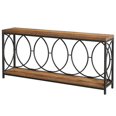 Industrial 71" Sofa Table with Metal Frame Console Table for Entryway