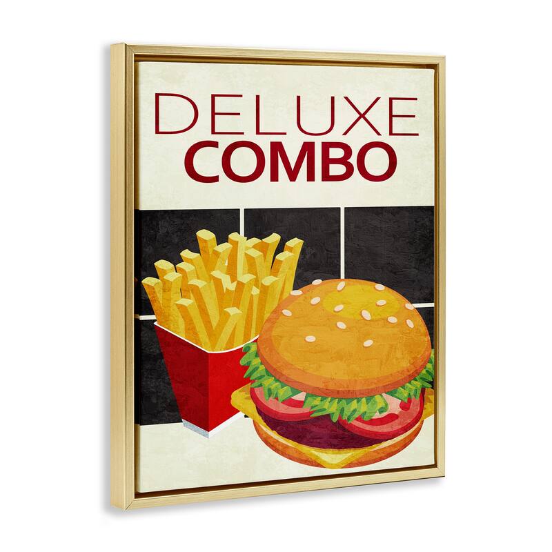 Stupell Deluxe Combo Fast Food Framed Floater Canvas Wall Art Design By Kim Allen
