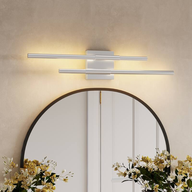 25'' Bathroom Vanity Light LED Fixtures Over Mirror Wall Sconce - Silver-1