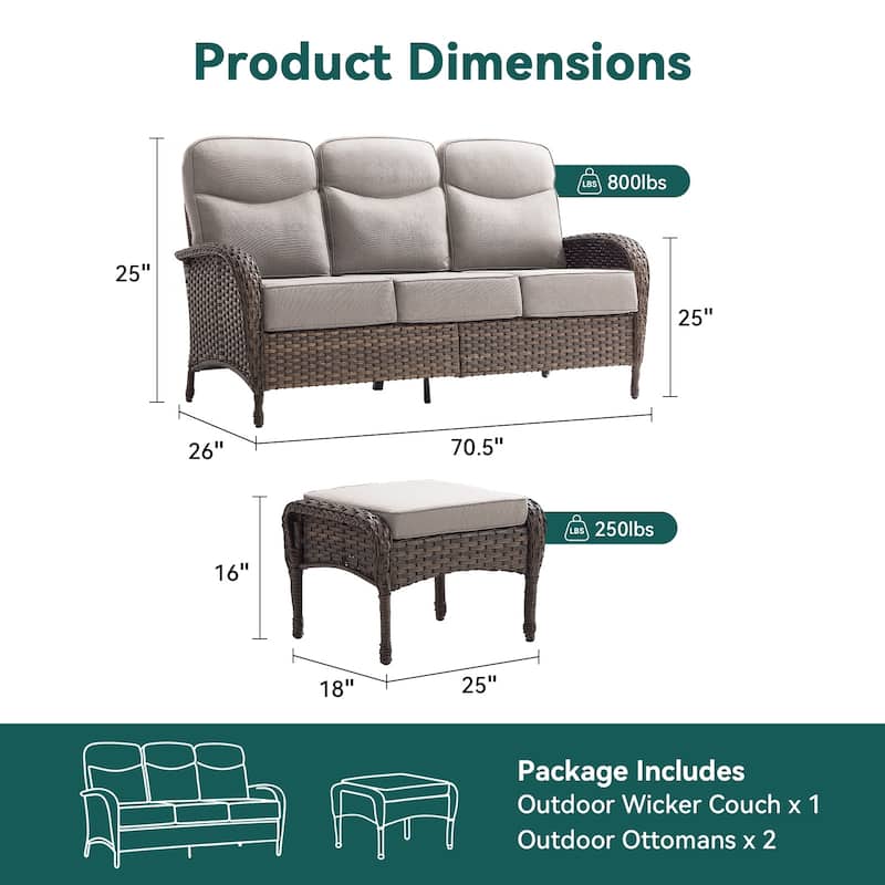 Pocassy Outdoor Sofa Swivel Chair and Ottman with Coffee Table