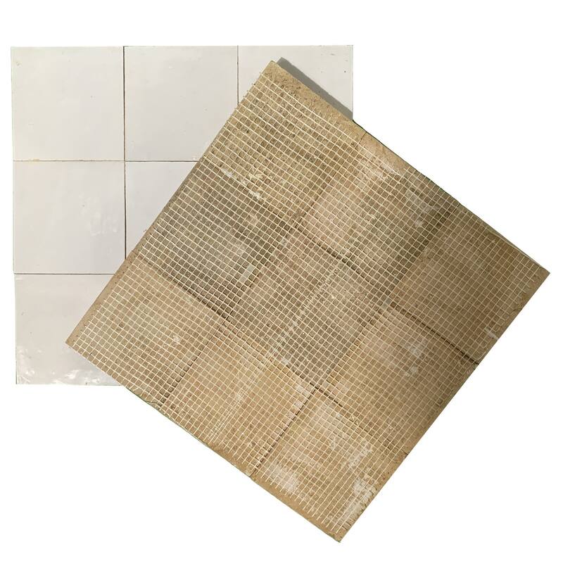 Contemporary Zellige Panels, 12"x12"x1/2", Square White