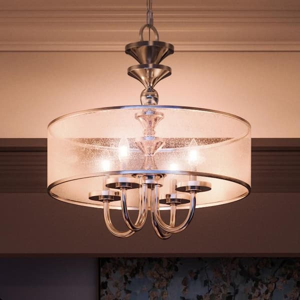 slide 2 of 7, Luxury Cosmopolitan Chandelier, 20"H x 22"W, with Traditional Style, Polished Nickel, by Urban Ambiance - 20H x 22W x Dep