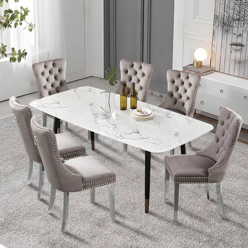 Contemporary Velvet Upholstered Dining Chair Set of 6