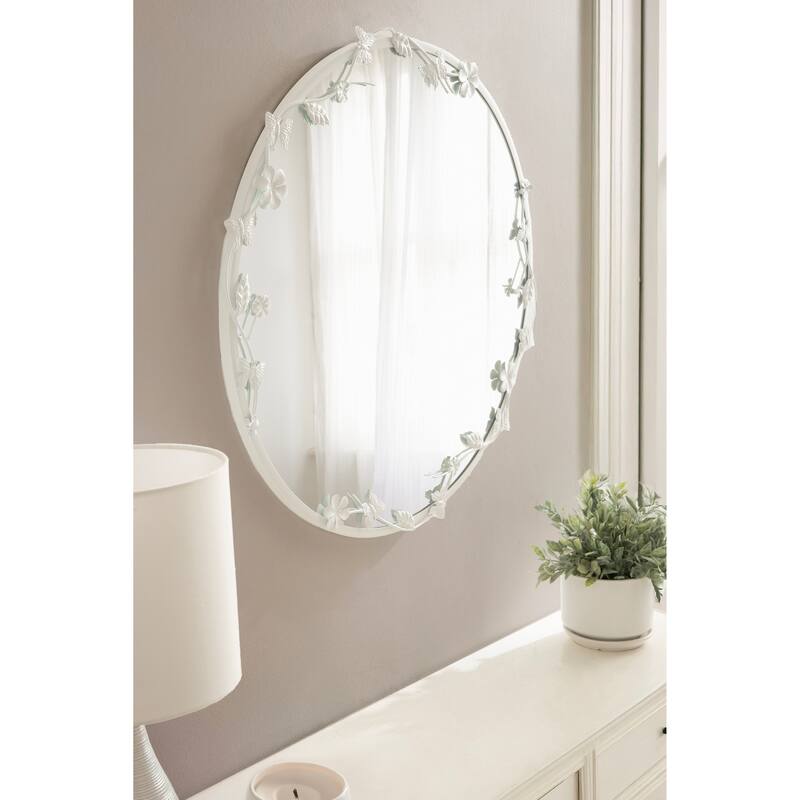 Kate and Laurel Rosella Floral Wall Mirror Metal