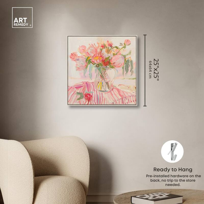 Candy Stripe Bloom Canvas by Art Remedy