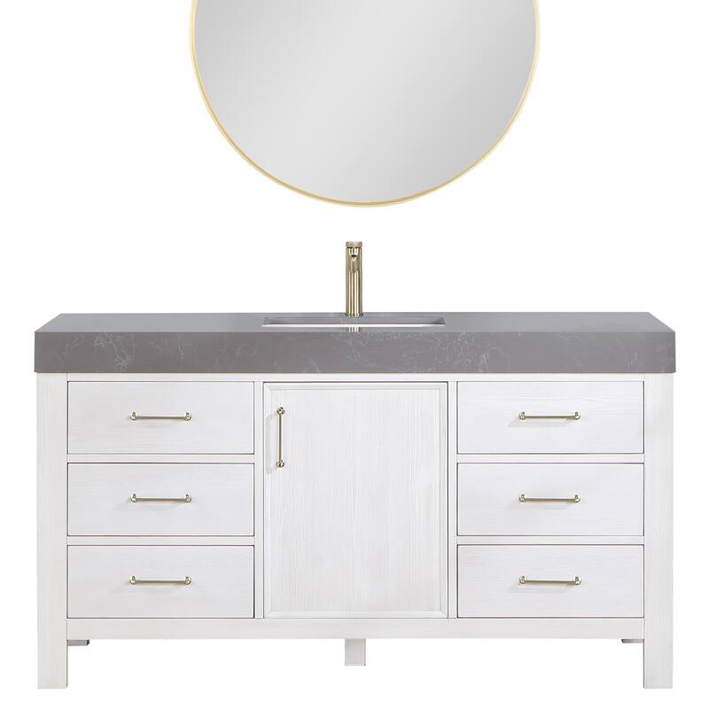 Leon 60 in. Single Bathroom Vanity with Composite Stone Top