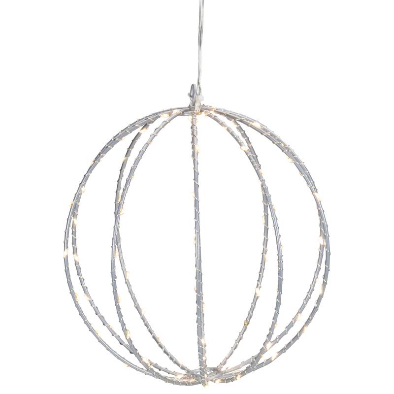 8-Inch LED Lighted Christmas Hanging Ball Decoration Warm White Lights