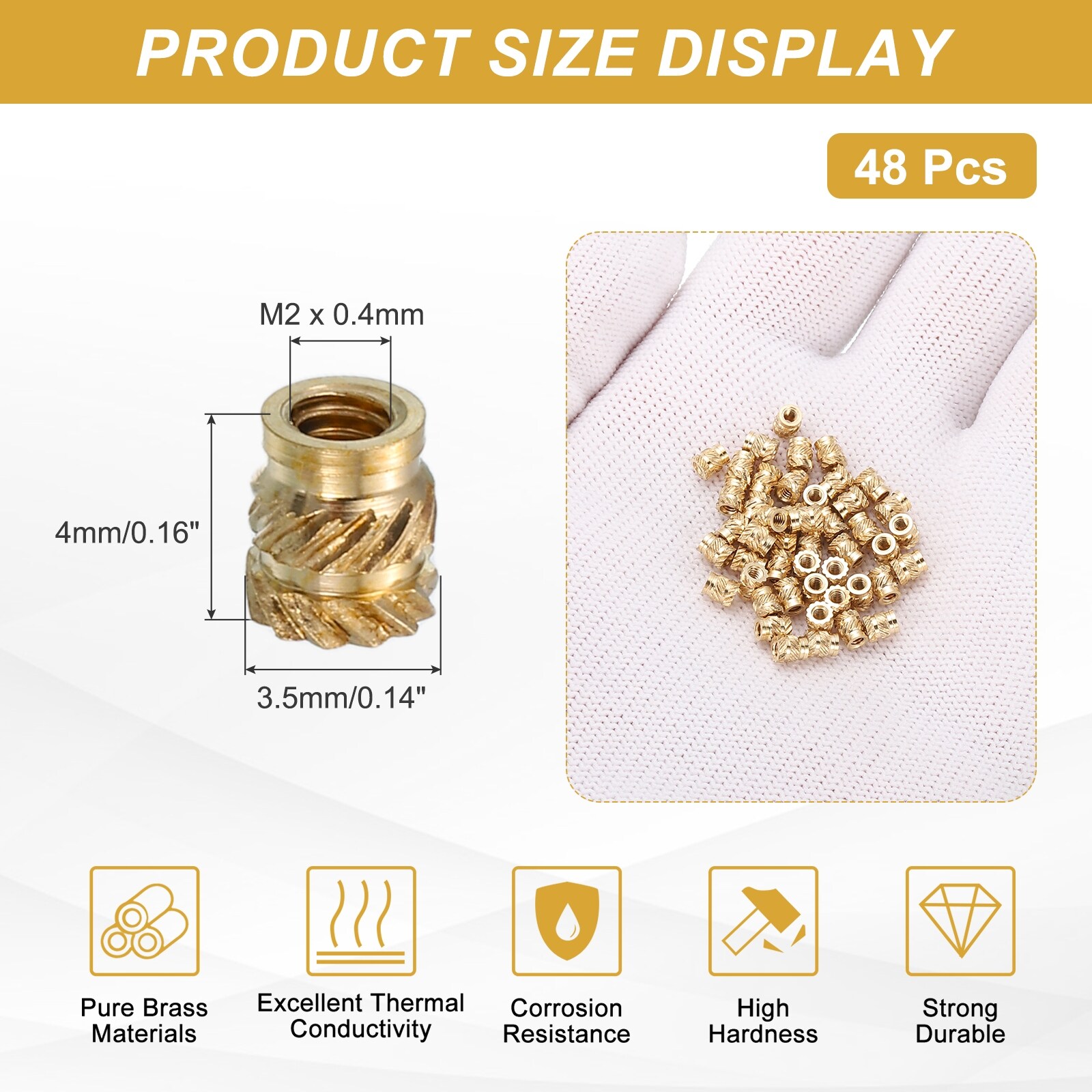 Pure Brass Heat Set Threaded Inserts Brass Threaded Inserts