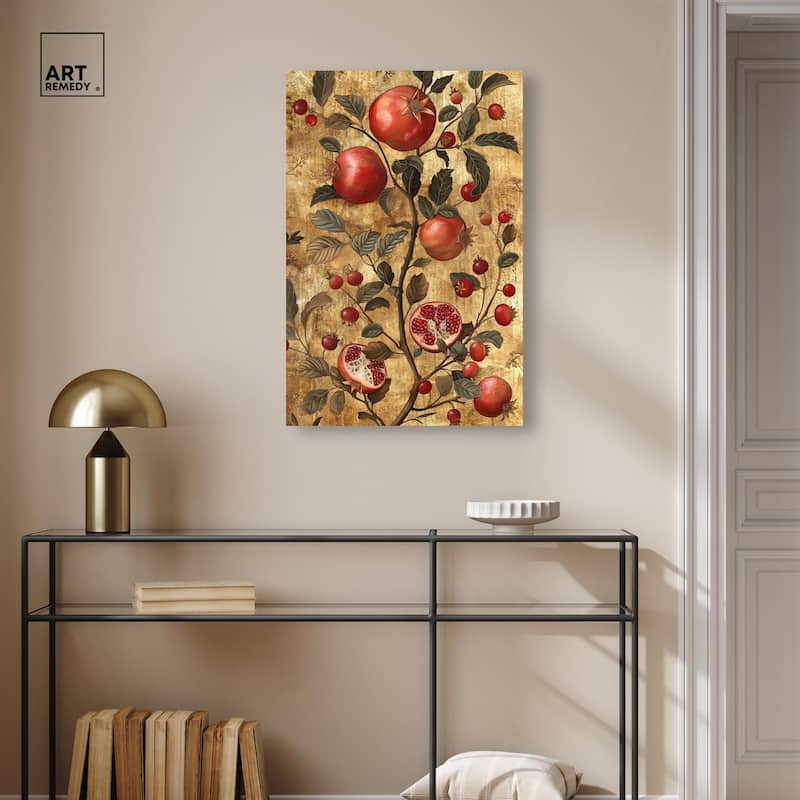 Golden Pomegranate Canvas by Art Remedy, Gallery Wrapped